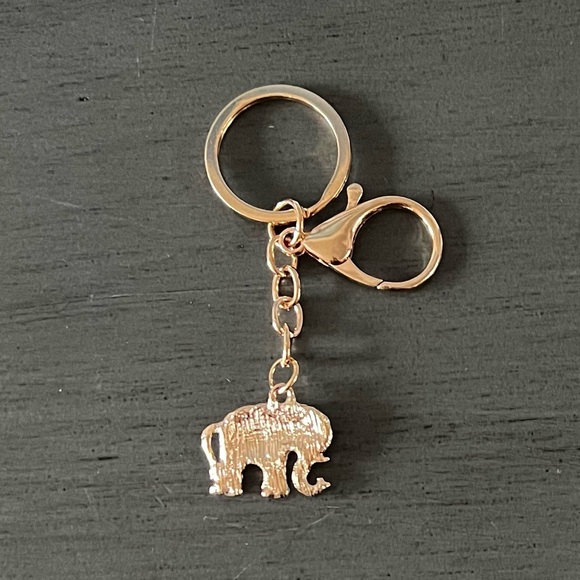 🔑🐘 Clear Crystal Rhinestone Gold Elephant 2" Keychain Clip Key Ring Alabama - Picture 2 of 2